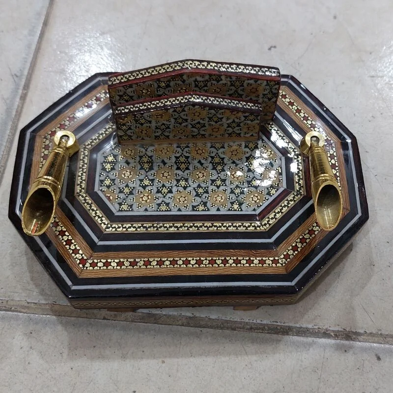 جا قلمی رومیزی خاتمو مینیاتور هشگوش