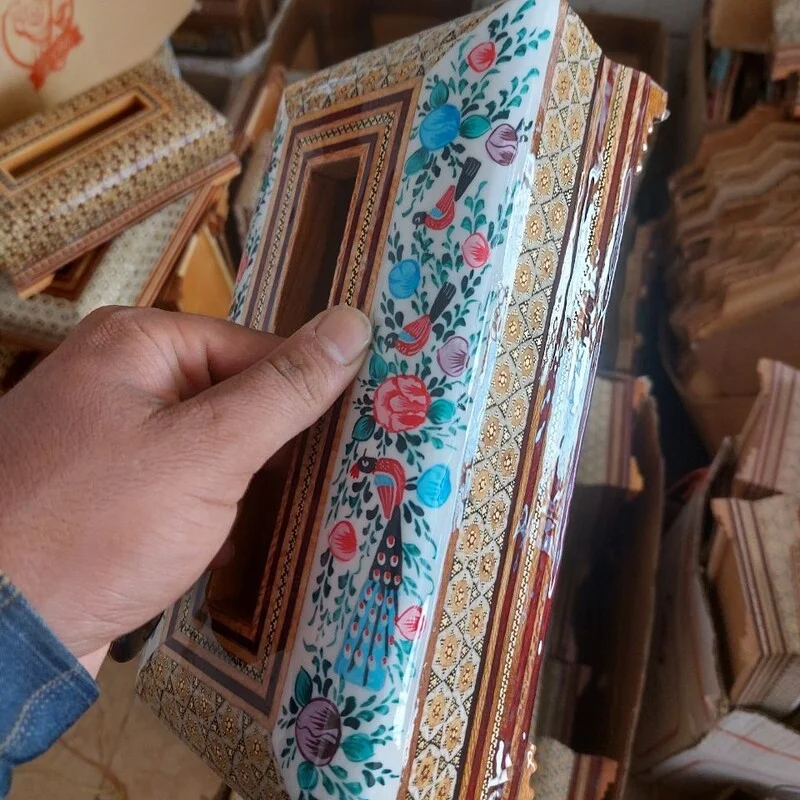 جادستمال کاغذی خاتم با نقاشی مینیاتوری گلمرغی - Image 9