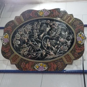 تابلوی خاتم دالبری وپلاک مسی قلمزنی۵۰در۷۰