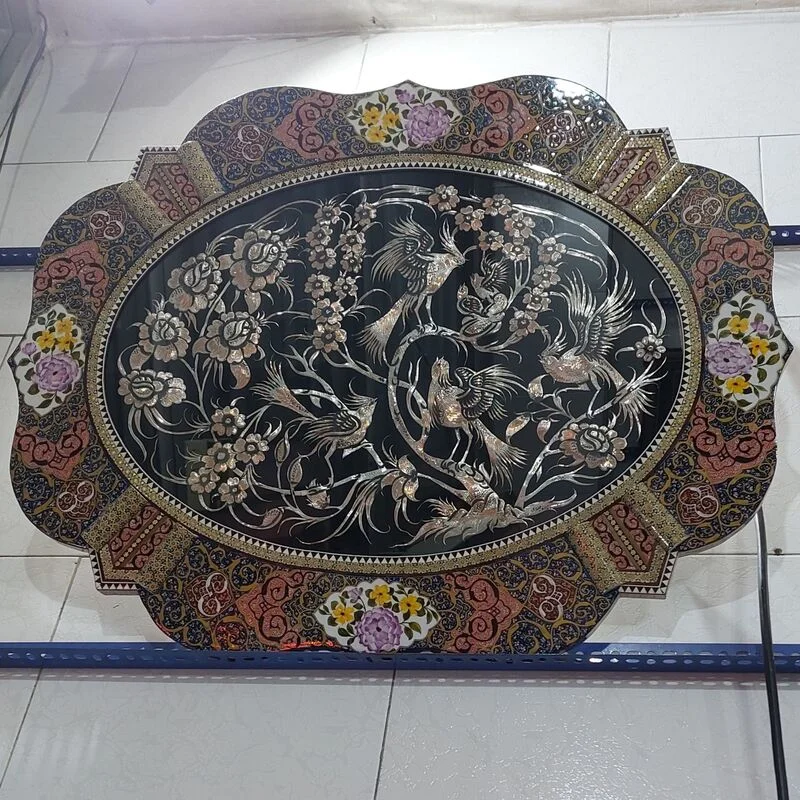 تابلوی خاتم دالبری وپلاک مسی قلمزنی50در70 - Image 2