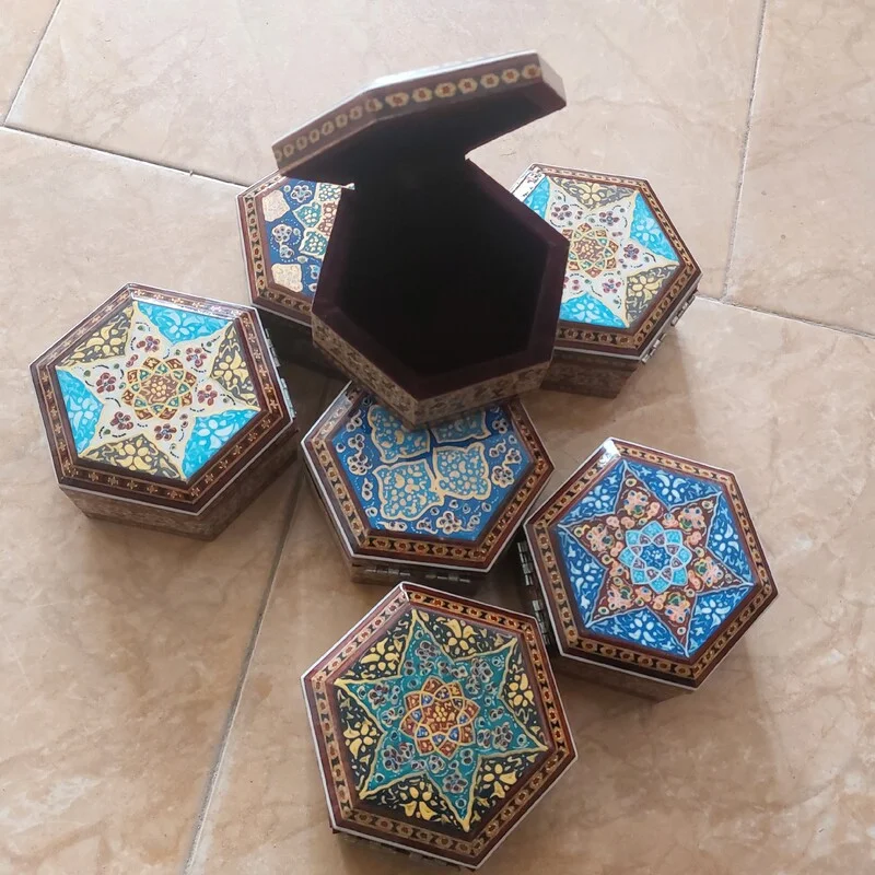 جعبه جواهرات تمام خاتم تذهیب - Image 3