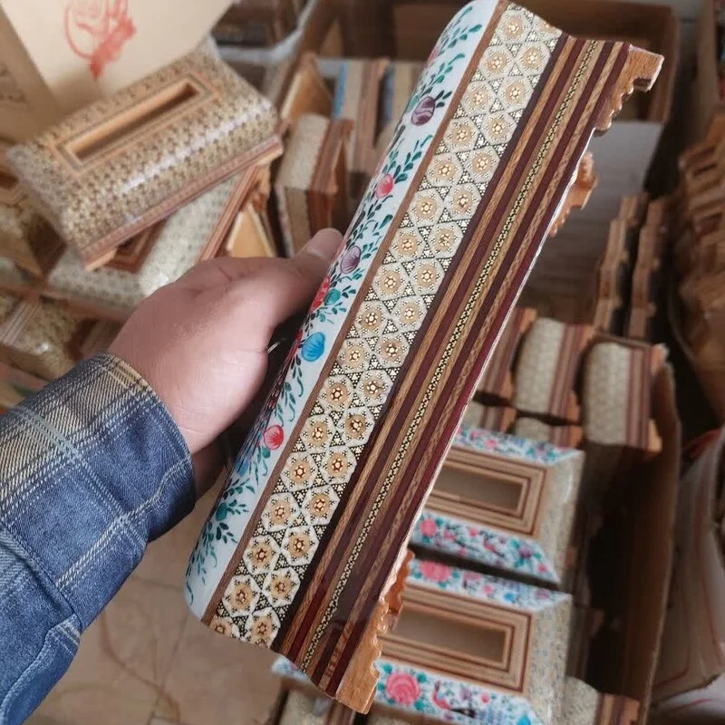 جادستمال کاغذی خاتم با نقاشی مینیاتوری گلمرغی - Image 8