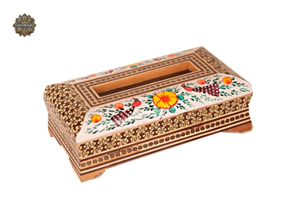 جادستمال کاغذی خاتم چوبی با نقاشی مینیاتوری گلمرغ