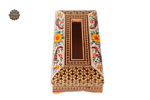 جادستمال کاغذی خاتم چوبی با نقاشی مینیاتوری گلمرغ - Image 5